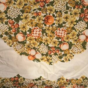 Vintage linen and cotton Floral and Fruit Patterned tablecloth 1950-1960